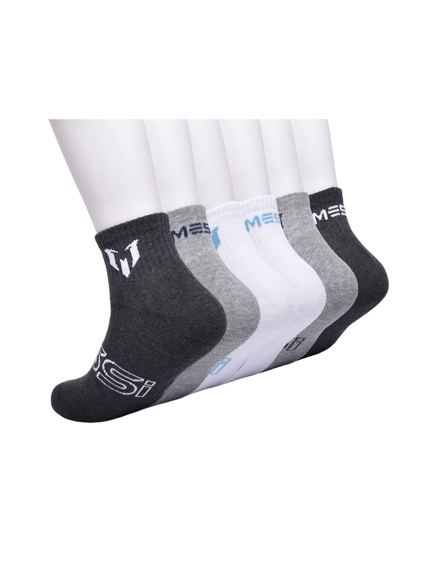 Messi Men's 6-Pack Quarter Socks, Sock Size 10-13
