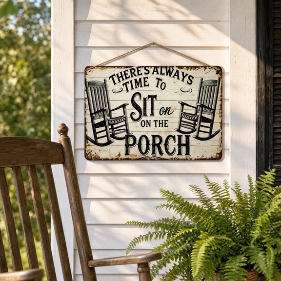 Porch Welcome Sign, Wall Decor, Hanging Ornament, Pre-Drilled Easy Mounting and Vintage Distressed Finish for Front Door, Garden Fence, and Living Room Wall.