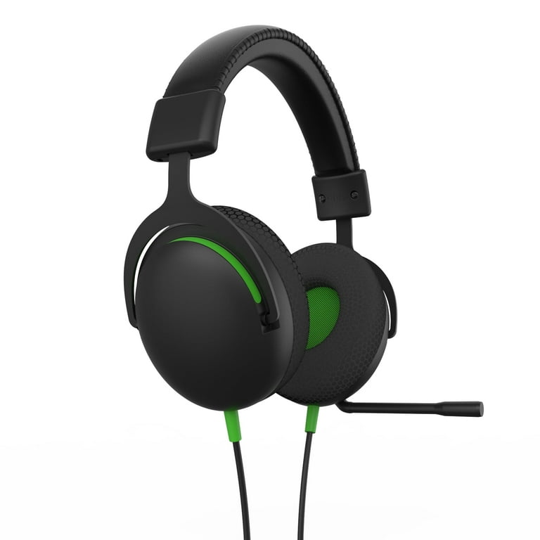 onn. Xbox Wired Video Gaming Headset with 3.5mm Connector Flip to Mute Mic Lightweight Steel Black and Green