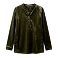 thumbnail image 5 of Hurxie Women's Fleece Shirt Solid Color Crew Neck Sweater, Loose Button Pullover Long-Sleeved Sweater Shirt Army Green,3XL, 5 of 5