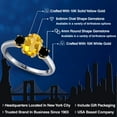 thumbnail image 2 of Gem Stone King 10K Two Tone Gold Yellow Citrine and Black Diamond Engagement Ring for Women | 1.84 Cttw | Oval 8X6MM | Gemstone November Birthstone | Size 5, 2 of 6