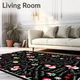 thumbnail image 2 of ODIKA 6'x9' Machine Washable Non-Slip Area Rug, Modern Snowman Parade with Festive and Doodle Accents High Traffic Rug with Pad, Black, 651918, 2 of 8
