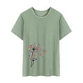 thumbnail image 4 of Nlife Women Dandelion Butterflies Printed Round Neck Short Sleeve Top, 4 of 7