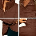 thumbnail image 5 of Women Quilted Puffer Hooded Jacket Solid Color Button Down Pullover Coat Lightweight Winter Puffer Outerwear, 5 of 6