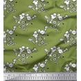 thumbnail image 1 of Soimoi Poly Georgette Fabric Leaves,Bird & Floral Block Print Fabric by Yard 52 Inch Wide, 1 of 3