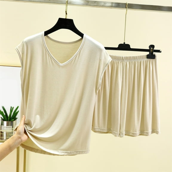 Pajamas for Women Set Set Summer Loungewear Set Women's Jogging Suit Set Summer Two Leisure Sports Tank Top and Shorts Trouser Suit Short Sporty Leisure Suit Sweatsuit Outfits