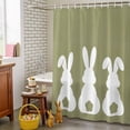 thumbnail image 4 of Easter Shower Curtain Easter Bunny Butt Shower Curtains for Bathroom Decor, Waterproof Polyester Shower Curtain Set with Hooks, Extra Long 72" x 96" Rabbit Sage Green, 4 of 9