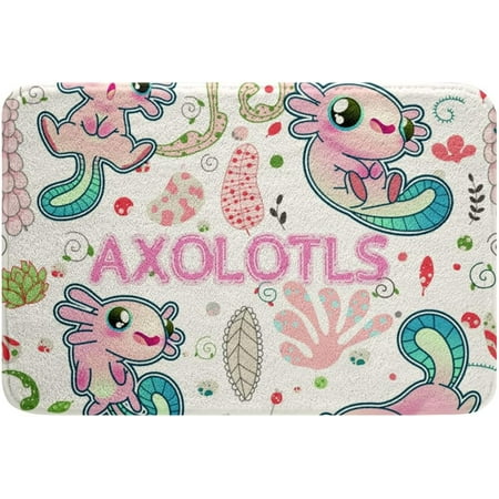 

Kawaii Axolotl Bath Mats Underwater World Bathroom Mats Rugs Colorful Coral Rug Carpets Floor Mat Bathroom Decorationsches for Kitchen Bedroom Door Mat 24x16 Inch