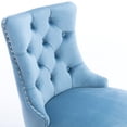 thumbnail image 6 of Modern Velvet Upholstered Bar Stools Set of 2 with Wide Seat and  Wooden Legs, Armless Dinnning Chairs with Button Tufted Decoration and Chrome Nailhead Trim, Light Blue, 6 of 7