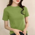 thumbnail image 2 of Hot days, bold styles Olyvenn Women's Cotton Short Sleeve Shirts UPF 50+ Soft Breathable Crew Neck T-Shirts Summer Fashion Basic Tops Green L, 2 of 3
