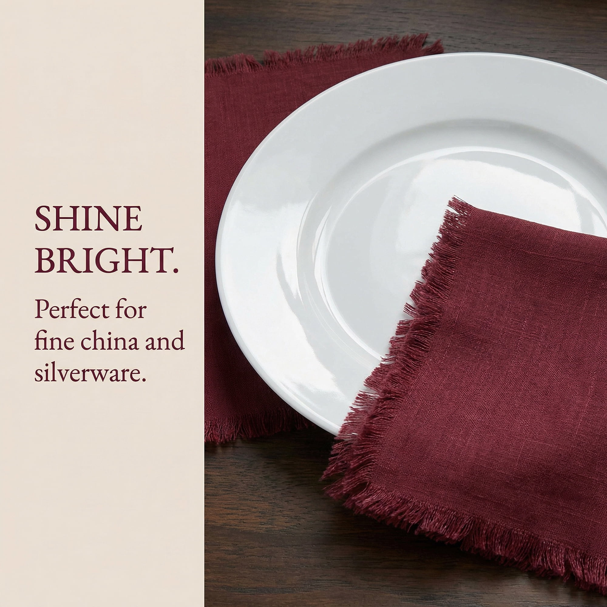 Unique Bargains Cotton Linen Kitchen Towels Claret 4 Pack Claret/Apricot 18" x 18"