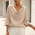 thumbnail image 6 of VBVC Women's Cowl Neck 3/4 Sleeve Blouse,Ladies Loose Fit Casual Tunic Tops,Elegant Work Office Shirts for Women,Khaki,S-2XL, 6 of 10