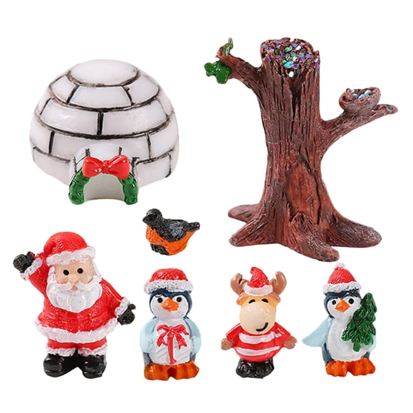 VERDANVERSE 1Set Realistic Snow Scene Resin Miniatures Santa Claus Figurines for Winter Wonderland Decor