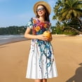 thumbnail image 4 of Easygdp Colorful Floral Jellyfish para Vestido Transpirable de Mujer, Vestido Suelto de Manga Corta con Pliegues y Bolsillos para el Verano, 4 of 6