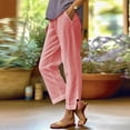 thumbnail image 2 of Lumtrix Linen Pants Women Petite Straight Leg Summer Beach Cotton Linen Wide Leg Lounge Pants High Waisted Casual Plus Size Trousers Pink S, 2 of 7