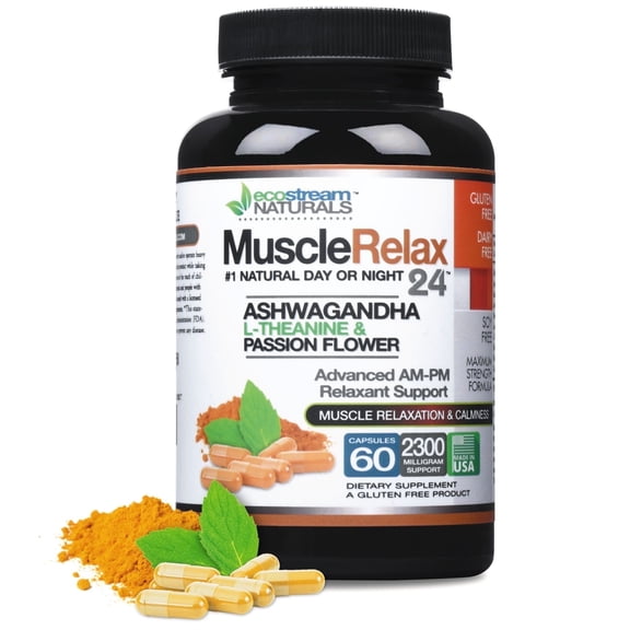 Muscle Relax Supplement, Daytime/Nighttime, Advanced AM-PM Relaxant support Support, 60 Capsules