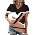 thumbnail image 2 of Fiudx Camisas de Mujer Top Informal de Primavera y Verano de Manga Corta con Cuello En V para Mujer, 2 of 5