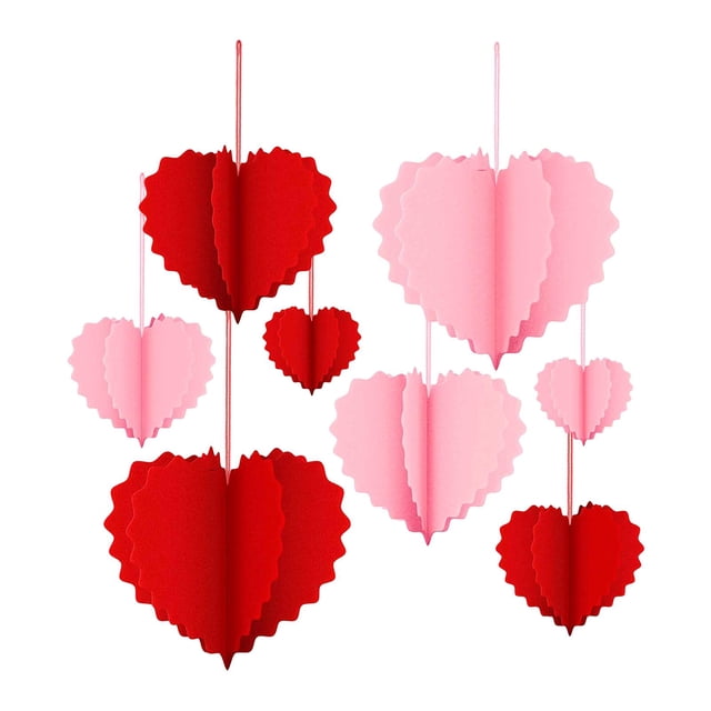 8 guirnaldas románticas colgantes con forma de corazón para San Valentín para mamá. Rojo Rosa