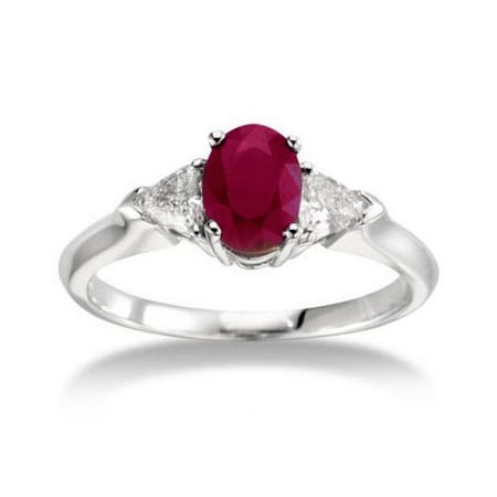 1/4 Carat Diamond and Ruby 14kt White Gold Three-Stone Ring — Keepsake Shangri La