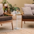 thumbnail image 5 of ThrottleT-Round End Table with Marble Base Drink Tables for Small Spaces Pedestal Table Small Round Side Table for Sofa Couch Chair Patio, White, 5 of 15