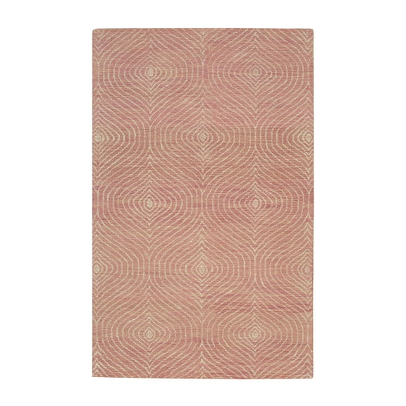 EORC Pink Hand-Tufted Wool Contemporary Spring Rug, 5' x 8'-Color:Pink,Material:Wool
