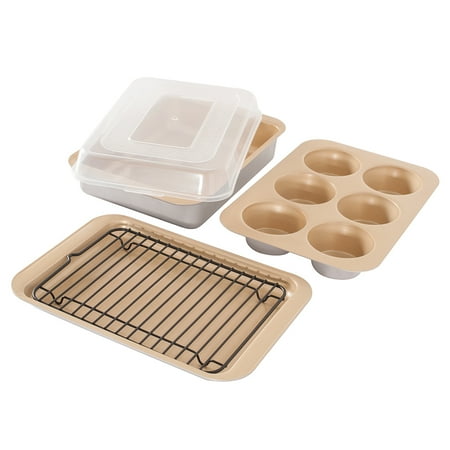 

Nordic Ware Nonstick Compact Ovenware 5 Pc Bake Set 8.5 L x 6.5 W x 1.63 H and 8.5 L x 6.5 W x 0.625 H Broiler Set and 6 - 2 cup muffin pan