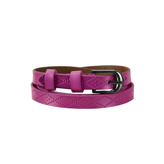 INSPIRE CHIC Women Exotic Embossed Diamond Pattern Single Pin Buckle Slender Waist Belt 38.3-42.9inches Purple