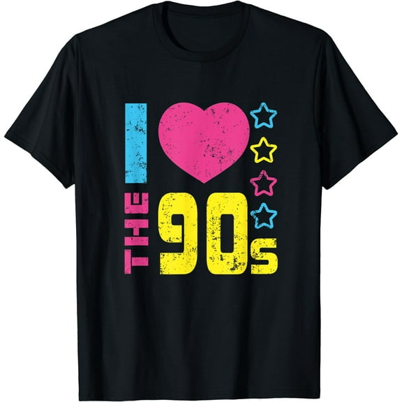 I Love the 90's; Retro T-Shirt 1990s Party Black Small