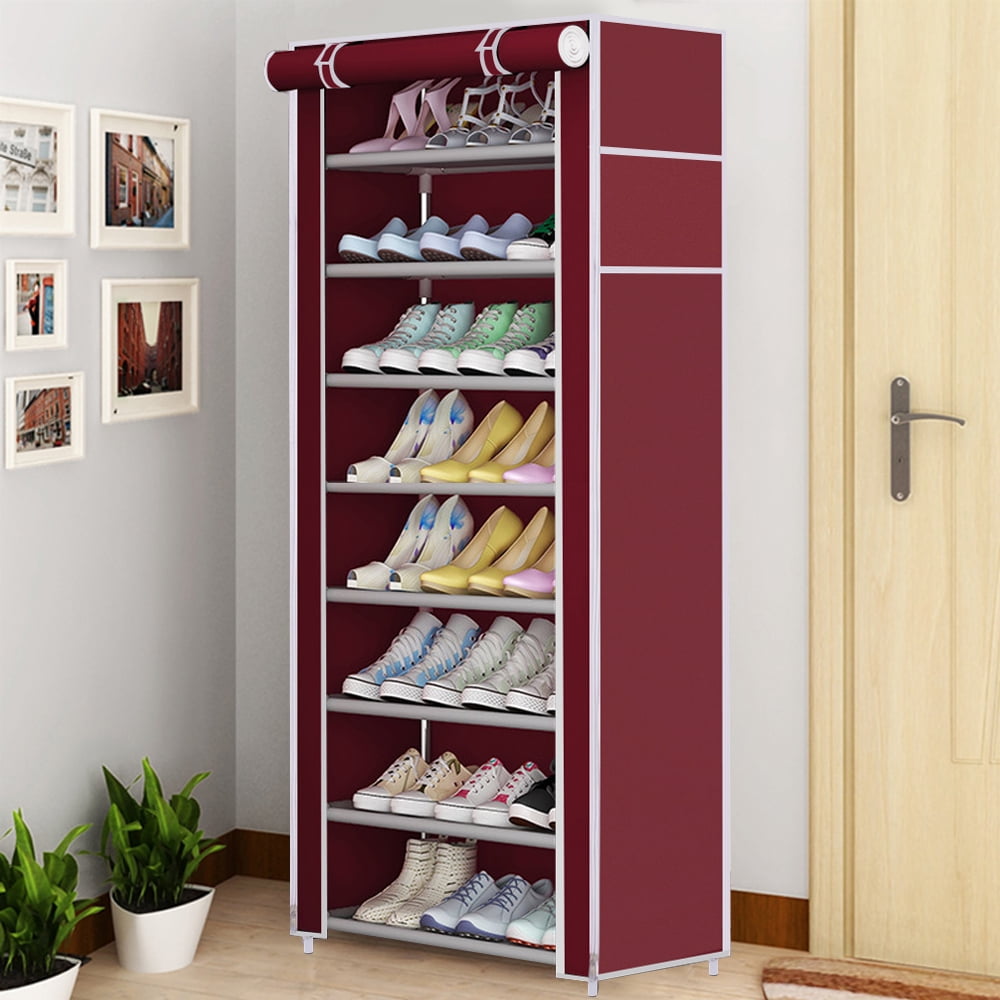 Private Jungle 8 Tier Shoe Storage Closet Organizer Rack with Cover, Free Standing, Holds 24 Pairs, Good for Sneakers, Flats, Heels & Boots,Burgundy Private Jungle 8 Tier Shoe Storage Closet Organizer Rack with Cover, Free Standing, Holds 24 Pairs, Good for Sneakers, Flats, Heels & Boots,Burgundy