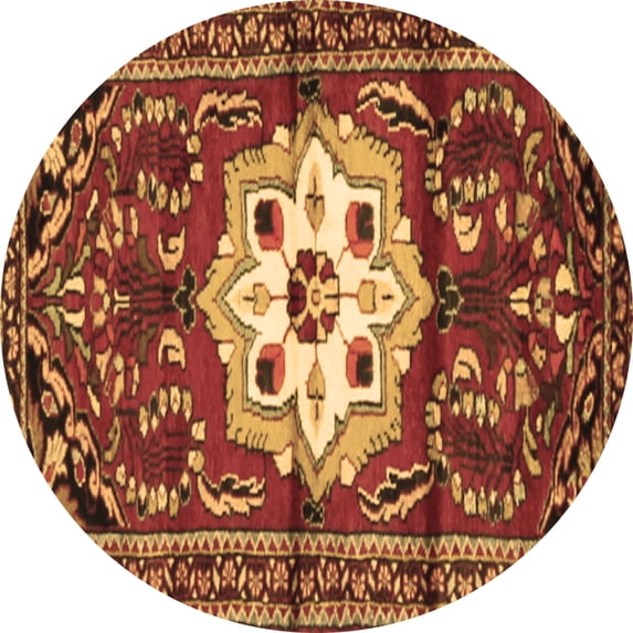 Ahgly Company Indoor Round Persian Brown Traditional Area Rugs, 5' Round