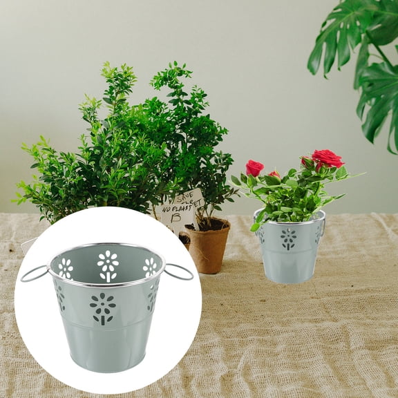 Amosfun Creative Grey Iron Vase for Flower Arrangement and Household Storage