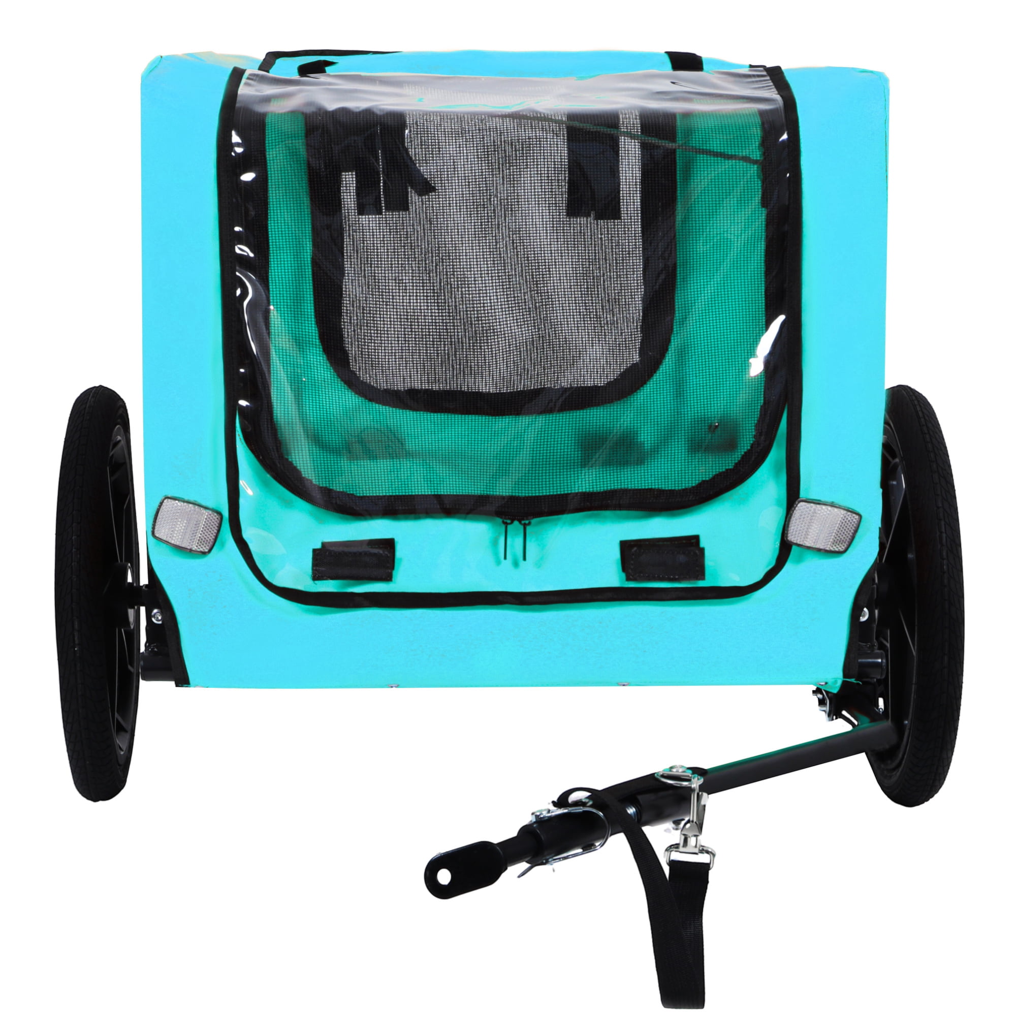 Leumius Pet Bike Trailer Dog Cart for Bicycle, Easy Folding Cart Frame, Quick Release Wheel, Non-Slip Floor, Internal Leash for Small and Medium Pets Light Blue