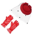 thumbnail image 2 of Weiweiguan 1 Ensemble Rétro Cocktail Chapeau en Maille Kit de Gants Costume Élégant pour Femmes, 2 of 6