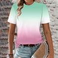 thumbnail image 2 of Ichuanyi Womens Summer Tops Trendy Gradient Color Print Short Sleeve Tshirts Shirts Crew Neck T Shirts Fashion, 2 of 7