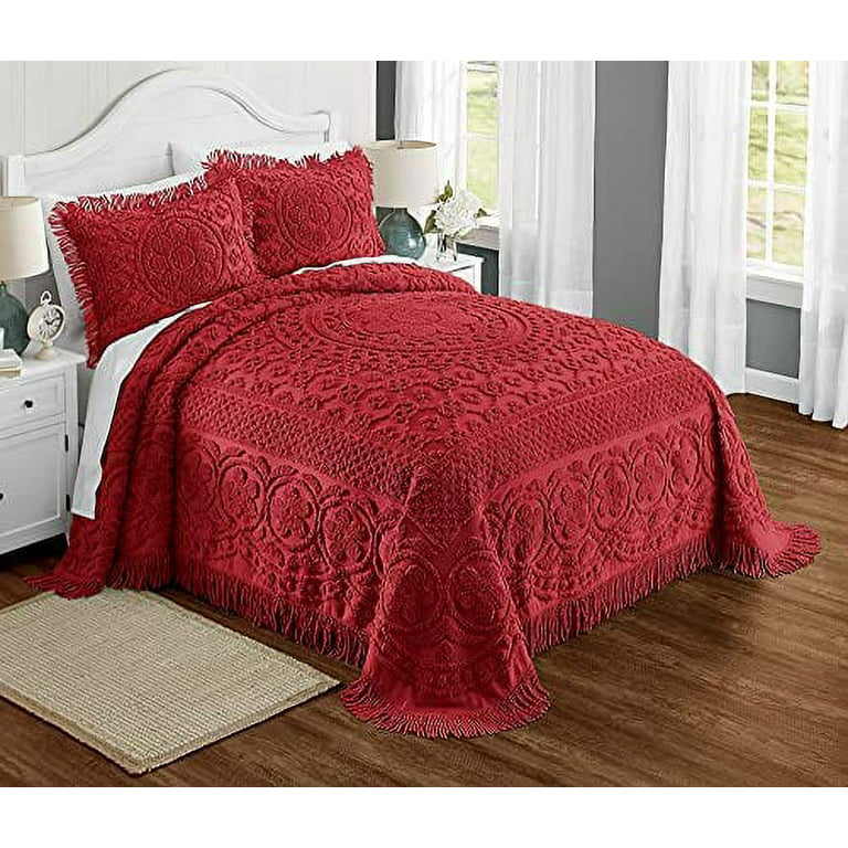 BrylaneHome Chenille Bedspread - King, Peacock Blue