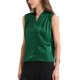 thumbnail image 4 of INSPIRAR CHIC Top sin mangas de seda satinada de verano para mujer, con escote en V y fruncido, XS Verde oscuro, 4 of 5