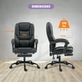 thumbnail image 3 of Big and Tall Executive Office Chair with Footrest, Ergonomic Computer Chair, High Back Swivel Recliner Home Reclining Chair with Lumbar Support, Height Adjustable, Padded Armrests, Rolling, Black, 3 of 8