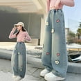 thumbnail image 5 of HIPYLO 90s Jeans Leopard Print Jeans Preppy Pants Uniform Pants Size 8 Girls Clothes 2t Toddler Girl Clothes Girls Size 16 Clothes, Blue 11-12 Years, 5 of 8