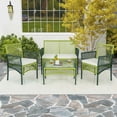thumbnail image 4 of Costway Ensemble de Conversation en Osier Rond pour Patio 4 Pcs avec Coussins Table d'Appoint en Verre Trempé, 4 of 10