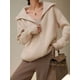 thumbnail image 3 of Suéteres de moda para mujer 2024, suéteres holgados con diseño de cremallera, suéteres casuales de cuello alto sólido, suéter de punto rosa grueso para mujer de invierno, 3 of 5