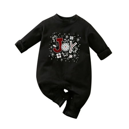 

Bjutir Toddler Boys Girls Bodysuits One-Pieces Baby Christmas Outfit Print Romper Long Sleeve Jumpsuit Bodysuit Black 18-24 Months