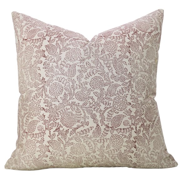 Fabdivine Satin Cotton Block Print 12"X20" Decorative Throw Cover, Mahroon