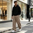 thumbnail image 7 of TQWQT Men's Loose Fit Sweatpants Drawstring Elastic Waist Casual Joggers Streetwear Oversized Wide Leg Pants With Pockets Solid Color Lounge Trousers Athletic Running Bottoms, 7 of 7