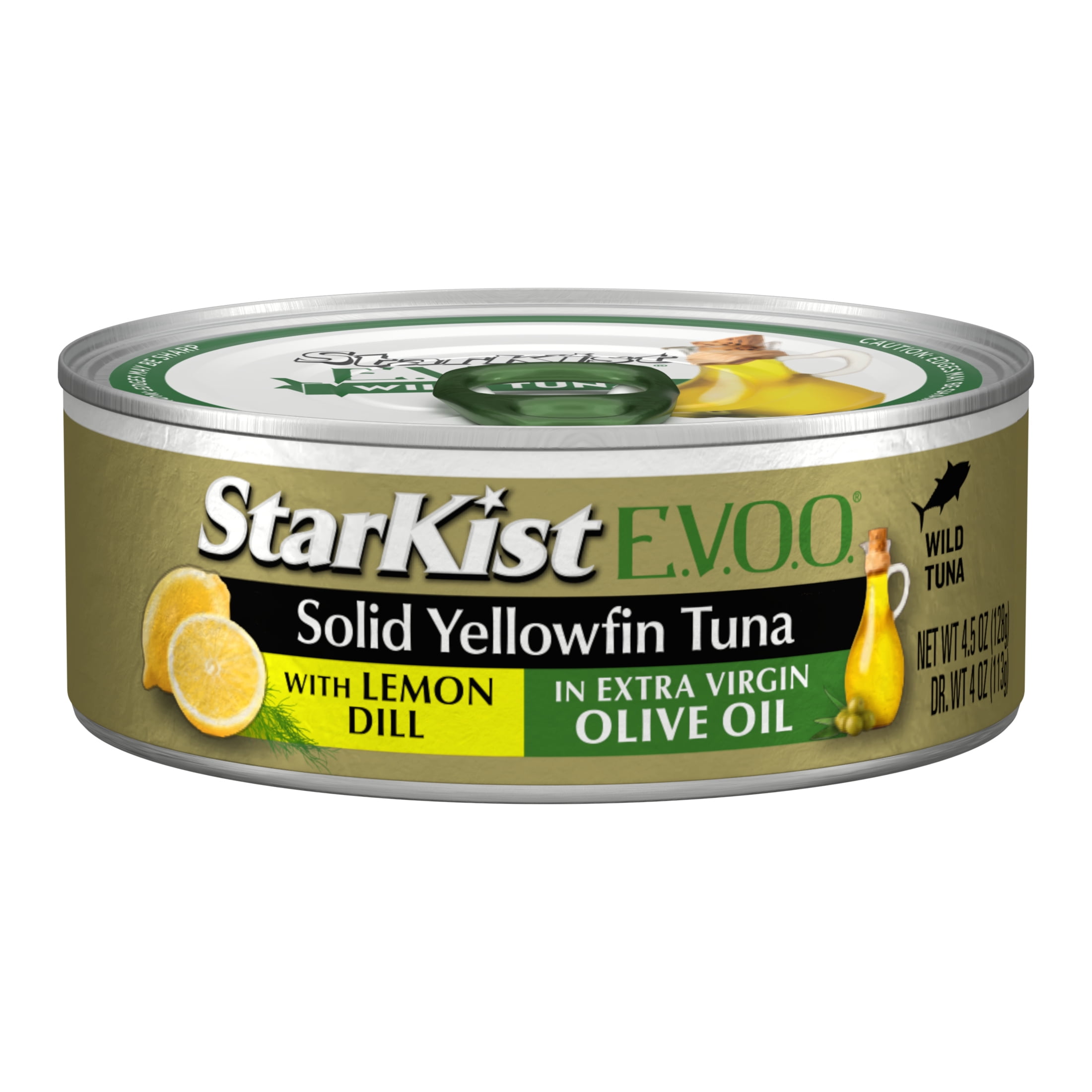 (8 pack) StarKist E.V.O.O. Solid Yellowfin/Light Tuna in Extra Virgin Olive Oil, Lemon Dill, 4.5 oz Can, Packaging May Vary