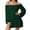 Green, variant on Laqbezok Women's Off Shoulder Ruffle Mini Dress, Long Lantern Sleeve Smocked Waist Sundress, Solid Color Casual A-Line Dress for Party Club