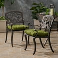 thumbnail image 2 of Charles Outdoor Cast Aluminum Dining Chair with Cushion, Set of 2, Shiny Copper, Olive, 2 of 7
