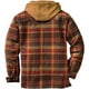 thumbnail image 3 of Chaqueta de franela con forro térmico para hombre, camisa de trabajo de franela a cuadros de manga larga con botones y capucha acolchada de manga larga., 3 of 5
