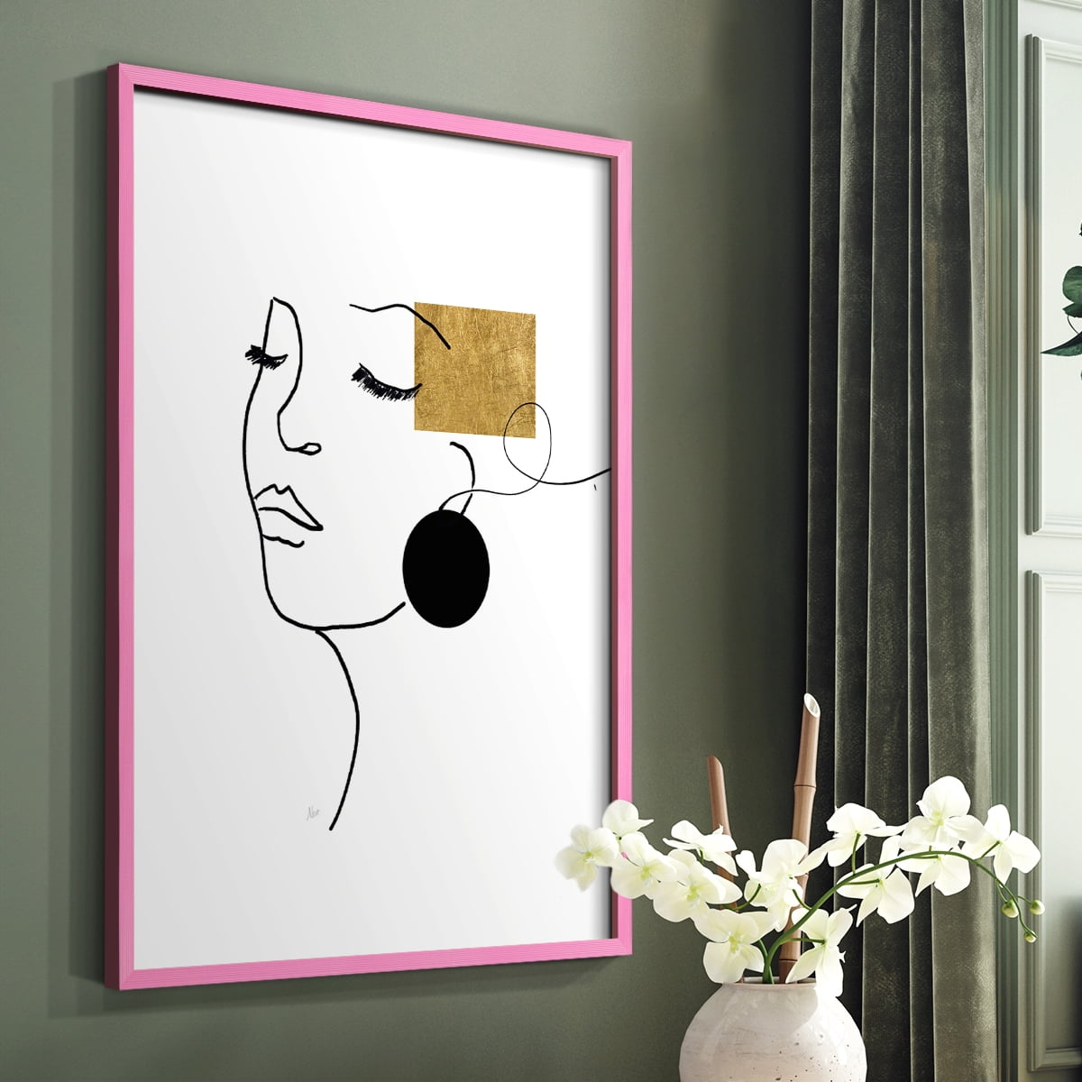 Shapes and Lines II in Pink Solid Wood 11 x 14 Framed Print
