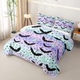 thumbnail image 3 of Manfei Spooky Print Quilt Full,Black Halloween Bat Full Bedspread Sets,3-Piece,1 Coverlet and 2 Pillowcases, 3 of 7