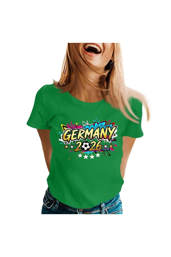 Soccer Cup Jersey for Women Crew Neck Soccer Basic Shirt Short Sleeve Classic Football 2026 Shirts Spain Brazil Argentina France Germany Portugal Green 3XL